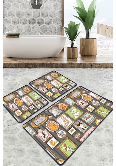 Callatte Banyo Halısı Djt 3 Lü Set Çok Renkli