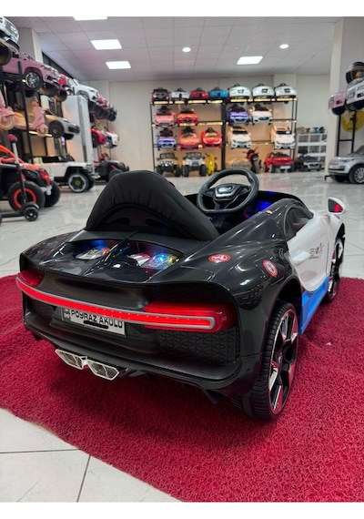 Poyraz Akülü Bugatti Güçlü Motorlu 12v Akülü Araba Özel Plaka Mavi