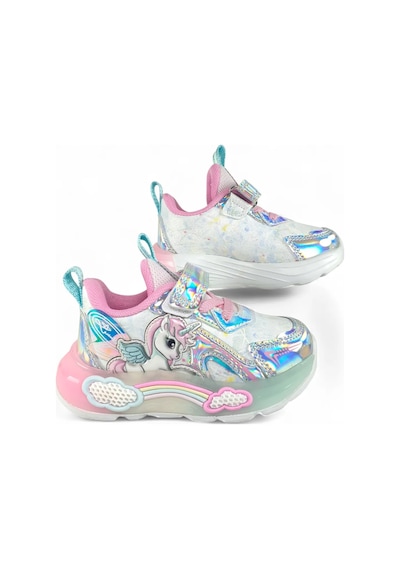 Pepino Unicorn Desenli Işıklı Bebe Çocuk Spor Ayakkabı Gümüş