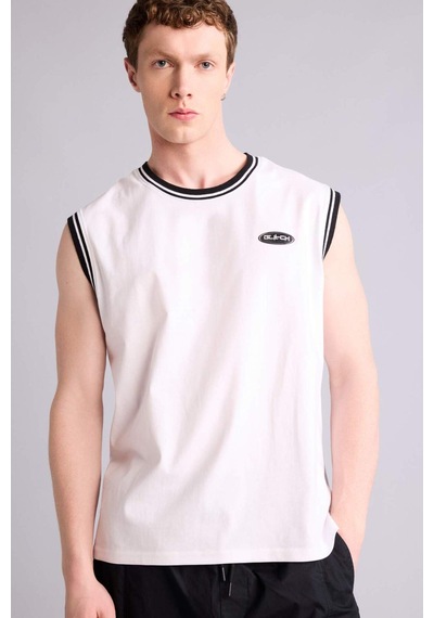Defacto %100 Pamuk Oversize Baskılı Beyaz Atlet G5631ax26smwt34 Beyaz-wt34