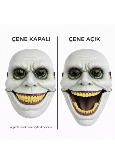 Go İthalat Hareketli Çene Mekanizmalı Korku Maskesi Yeşil 14+ Yaş