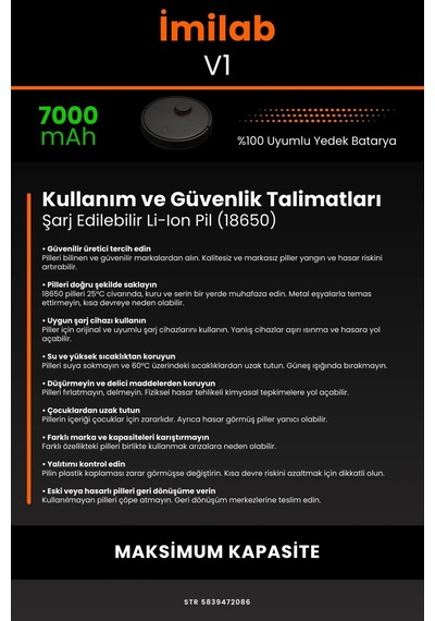 İmilab V1 7000mah Robot Süpürge Bataryası