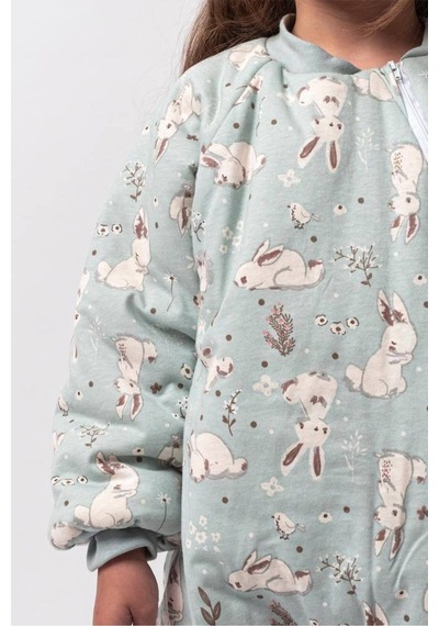 Babyhola 2.5 Tog Yorgan Gerektirmeyen Kalın Elyaf Dolgulu Çocuk Uyku Tulumu Pamuk Astarlı Unisex 6020 Mint Yeşil