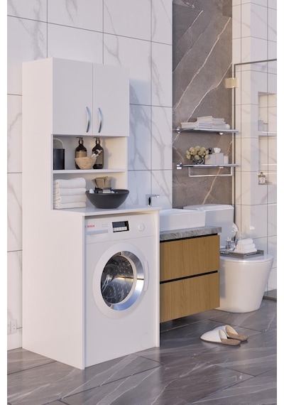 Çamaşır Makinesi Dolabı Beyaz