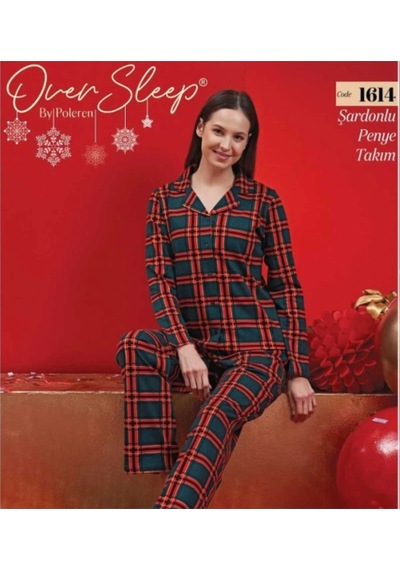 Over Sleep By Poleren Over Sleep 1614 Poleren Yeşil Şardonlu Pijama Takımı Çok Renkli Over Sleep By Poleren Over Sleep 1614 Poleren Yeşil Şardonlu Pijama Takımı Çok Renkli