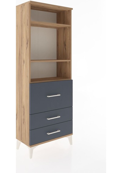 Arges Dolap 3 Raflı 3 Çekmeceli 60x30x163 Çam-antrasit Çam