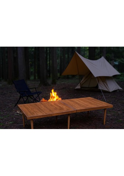 Lexroo Katlanır Kamp, Piknik Ve Bahçe Masası 50x50 Cm - Ceviz Renk Çok Renkli