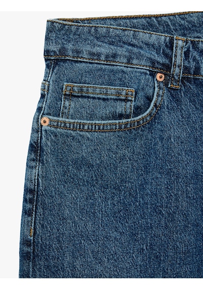 Koton Pamuklu Normal Bel 5 Cepli Regular Tapered Jean Pantolon Koyu İndigo 7wam40345nd
