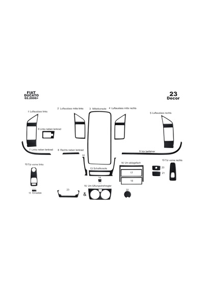 Fiat Ducato Jumper Boxer Torpido Kaplama 2006 22 Parça Siyah Karbon