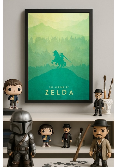 Zelda Siyah Ahşap Çerçeveli Poster, Dekoratif Oyun Duvar Tablosu