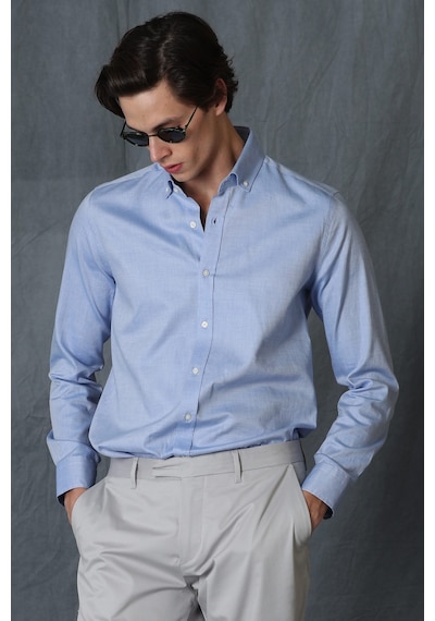 Lufian Daniel Erkek Smart Gömlek Slim Fit Mavi