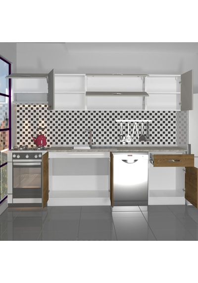 Decoraktiv Elite 280y Mdf Hazır Mutfak Dolabı - Tezgah Dahil - Pera - Kumtaşı Çok Renkli Decoraktiv Elite 280y Mdf Hazır Mutfak Dolabı - Tezgah Dahil - Pera - Kumtaşı Çok Renkli