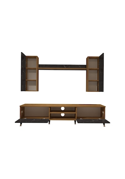 Decoraktiv Eko 7 Mdf Dvd Gold Tv Ünitesi Tv Sehpası Pera - Siyah Mermer