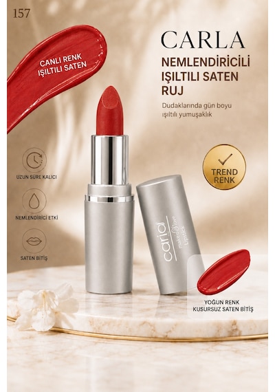 Nemlendiricili Işıltılı Saten Bitişli Ruj Lumicare Lipstick No: 157 Pembe