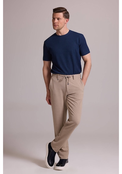Erkek Bej Slim Fit Yazlık Yan Cepli Jogger Pantolon