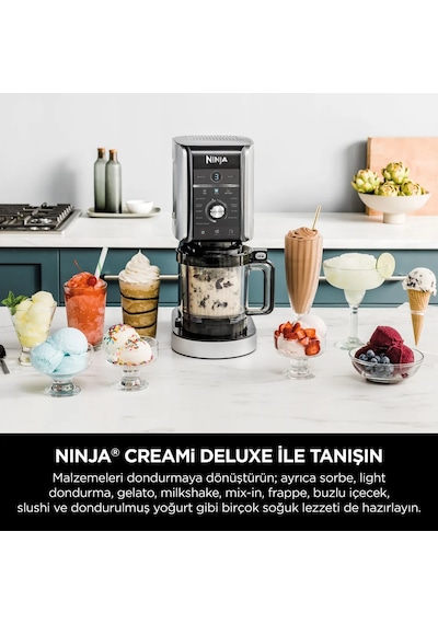 Creami Deluxe 10-in-1 Dondurma Ve Frozen Makinesi Siyah Çok Amaçlı Kullanım İçin Ergonomik Tasarım