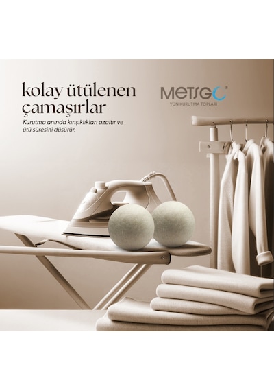 METSGO ( 3 Adet ) Yün Kurutma Topu - Doğal Yumuşatıcı- Kırışık Giderici - Kurutma Makinesi Için