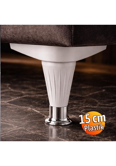1 Adet Aytuğ Akasya Beyaz-krom 15 Cm Ayarlanabilir Kanepe Baza Tv Ünitesi Mobilya Ayağı Plastik 6395751
