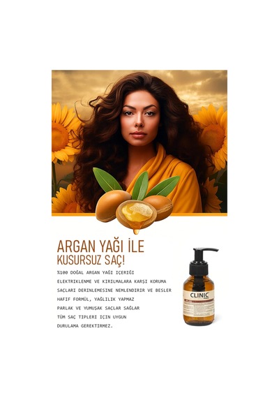 Argan Saç Bakım Yağı, 100 Ml, Elektriklenme Ve Kırılmaya Karşı Koruyucu, Durulanmaz Nemlendirici
