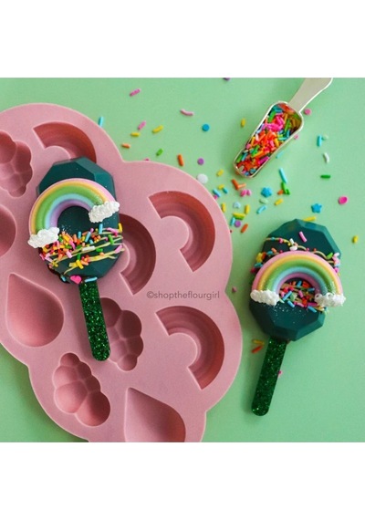 Silikon Rainbow Gökkuşağı Bulut Yağmur Damlaları Çikolata , Epoksi ,kek Kalıbı Goldcakes