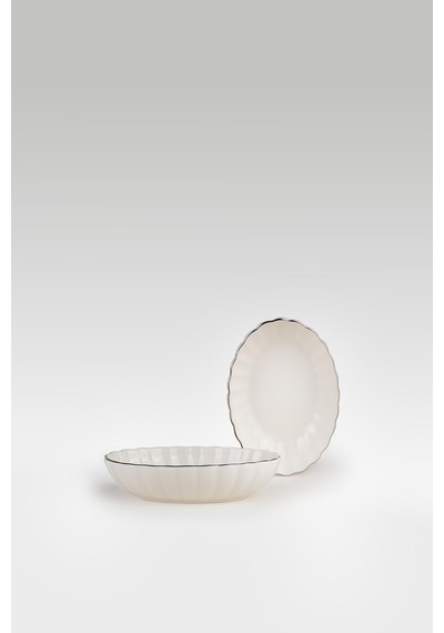 Bone Luz Form 2 Parça 15 Cm Oval Kase Platin File Beyaz