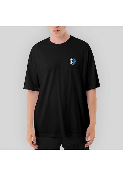 Dallas Mavericks Logo Oversize Siyah Tişört Siyah