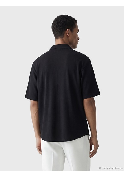 Lcw Vision Siyah Regular Fit Erkek Kısa Kollu Gömlek