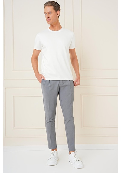 Efor Comfort Fit Gofre Kumaş Pileli Pamuk Casual Gri Pantolon P 1148 Gri