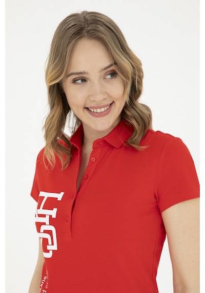 U.S. Polo Assn. Kadın Kırmızı Polo Yaka Tişört 50282889-VR030