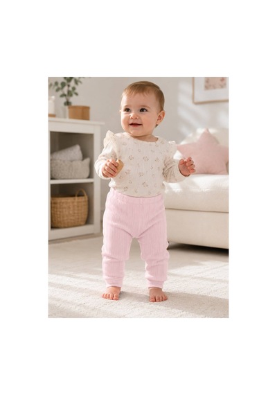 H&c Coolboy H&c %100 Pamuk Ajurlu Bebek Tek Alt Pantolon 0-36 Ay Yumuşak Dokulu Esnek Bel Pembe