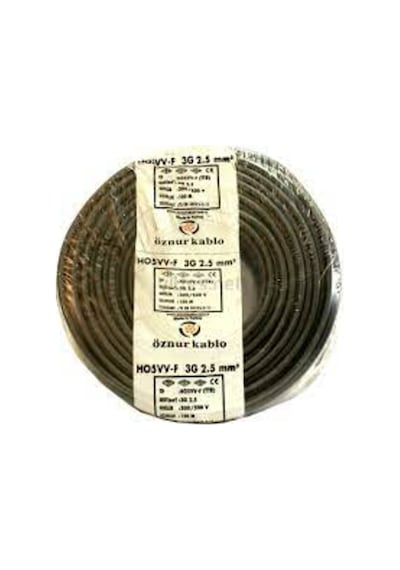 Öznur 3X2,5 Ttr Kablo Siyah Renk %100 Bakır 25-50-75-100 Metre