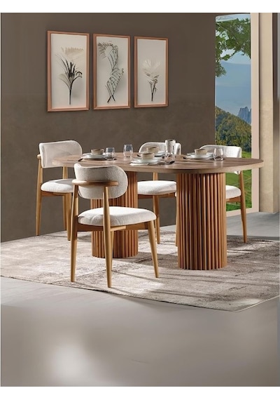 Heloise Bohem Natural Ahşap Masa Sandalye Takımı 90x180 Ceviz Heloise Bohem Natural Ahşap Masa Sandalye Takımı 90x180 Ceviz