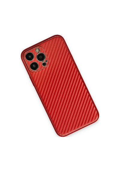 Apple Uyumlu - iPhone 13 Pro Kılıf Coco Karbon Silikon - Kırmızı