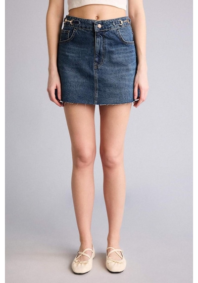 Defacto Regular Fıt Jean Mini Etek H3226ax26smnm28 Mavi-nm28