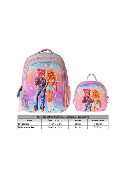 Wow Generation Star İkili Okul Çanta Seti - Pembe - Mor Star Desenli Kız Çocuk Setwg-w6033b Çok Renkli