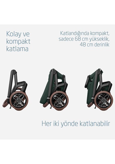 Maxi-Cosi Fame Portbebeli Led Işıklı Entegre Telefon Şarj Üniteli Premium Bebek Arabası Twillic Green