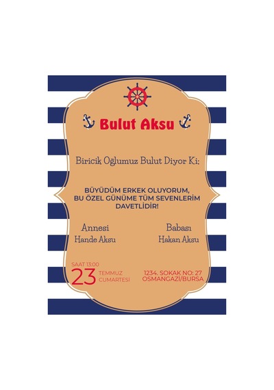 Bk Gift Kişiye Özel Bitmeyen Sünnet Davetiyesi Model 1
