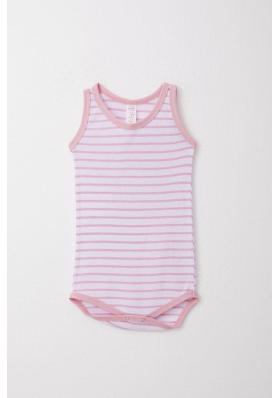 Breeze Kız Bebek Atlet Zıbın Body Çizgili 9 Ay-3 Yaş, Pembe Pembe