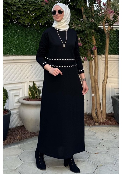 Rabia Şamlı Samanyolu Siyah Triko Elbise Normal