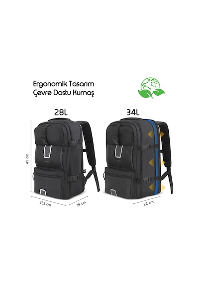 Mack MCE-1205 17.3" Explor 34 L Eco Seyahat Sırt Çantası