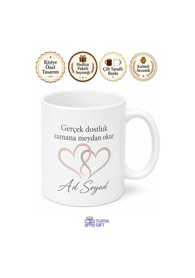 En İyi Arkadaş İçin Mesajlı Hediyelik Baskılı Kupa Bardak Dostluk Hediyesi Beyaz / Çok Renkli