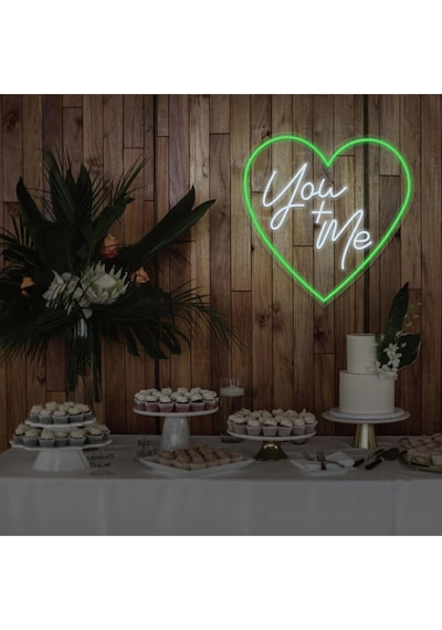 You+me Yazılı Ve Şekilli Neon Tabela Yeşil
