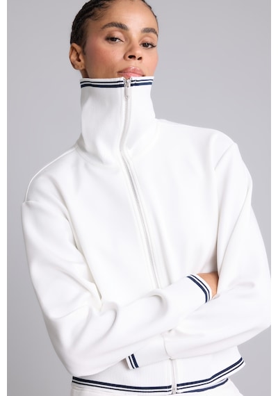 Defacto Standart Fit Fermuarlı Dik Yaka Çizgi Detaylı Modal Basic Sweatshirt Hırka H4700ax26auer105 Ekru-er105