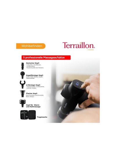 Terraıllon - Gun Masaj Uzmanı - Çok Bölgeli Masaj Tabancası, 20 Hız 2800-3200 Rpm, Dijital Ekran, Entegre Zamanlayıcı, 5 Silikon Aparat, 1 Sıcak-soğuk Dahil, Usb-c, Dahil. Kasa, Siyah Terraıllon - Gun Masaj Uzmanı - Çok Bölgeli Masaj Tabancası, 20 Hız 2800-3200 Rpm, Dijital Ekran, Entegre Zamanlayıcı, 5 Silikon Aparat, 1 Sıcak-soğuk Dahil, Usb-c, Dahil. Kasa, Siyah