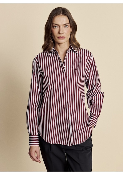 Brooks Brothers Bordo Kadın Regular Fit Çizgili Gömlek Bbfw26fsh007