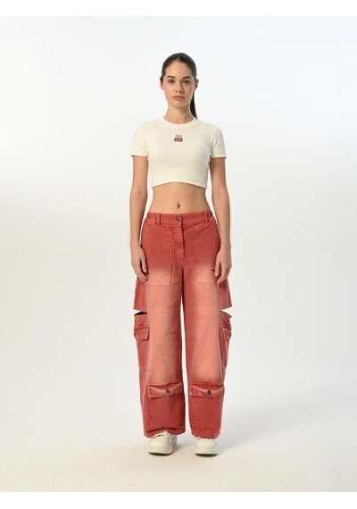Zekids Kız Çocuk Paçası Cepli Gabardin Pantolon-15520 Pembe