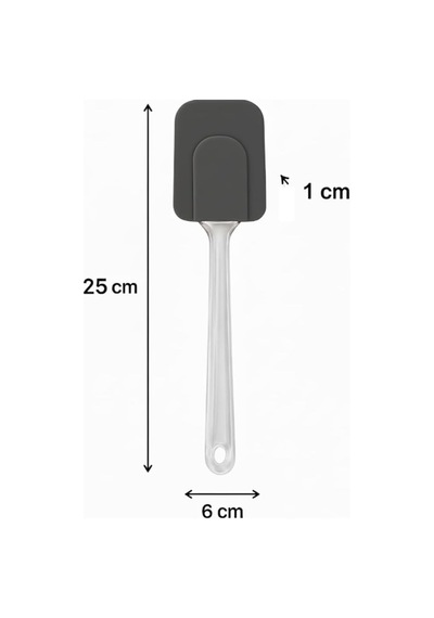Silikon Spatula, Mutfak Kullanımı İçin Şeffaf Saplı Askılı 2, Antrasit Diğer
