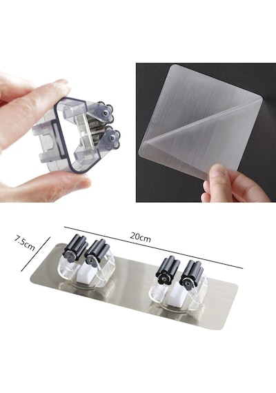 Mcg Pratik Organizer 4lü Yapışkanlı Fırça Paspas Mop Fırça Sabitleyici Ergonomik Alet Aparatı