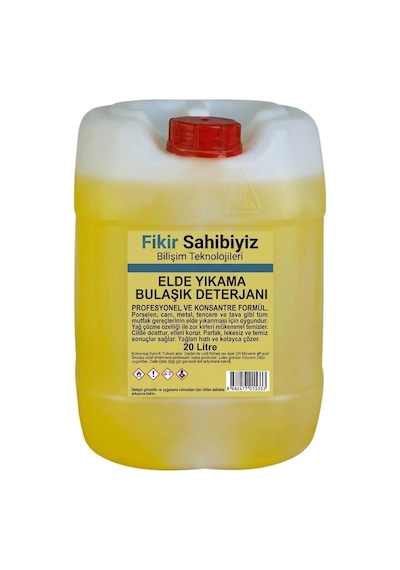 Konsantre Elde Yıkama Sıvı Bulaşık Deterjanı Profesyonel Yağ Çözücü 20 Lt