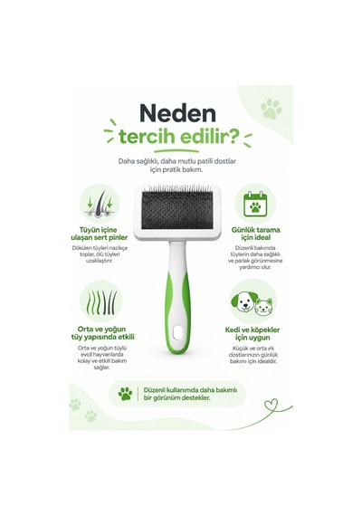 Andis Kedi Köpek İçin Genel Tarama Fırçası Sert Pinli Küçük